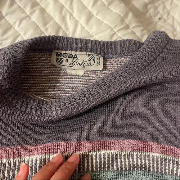 Urban Outfitters Cropped Purple and Pink Patterned Sweater - Picture 3 of 4
